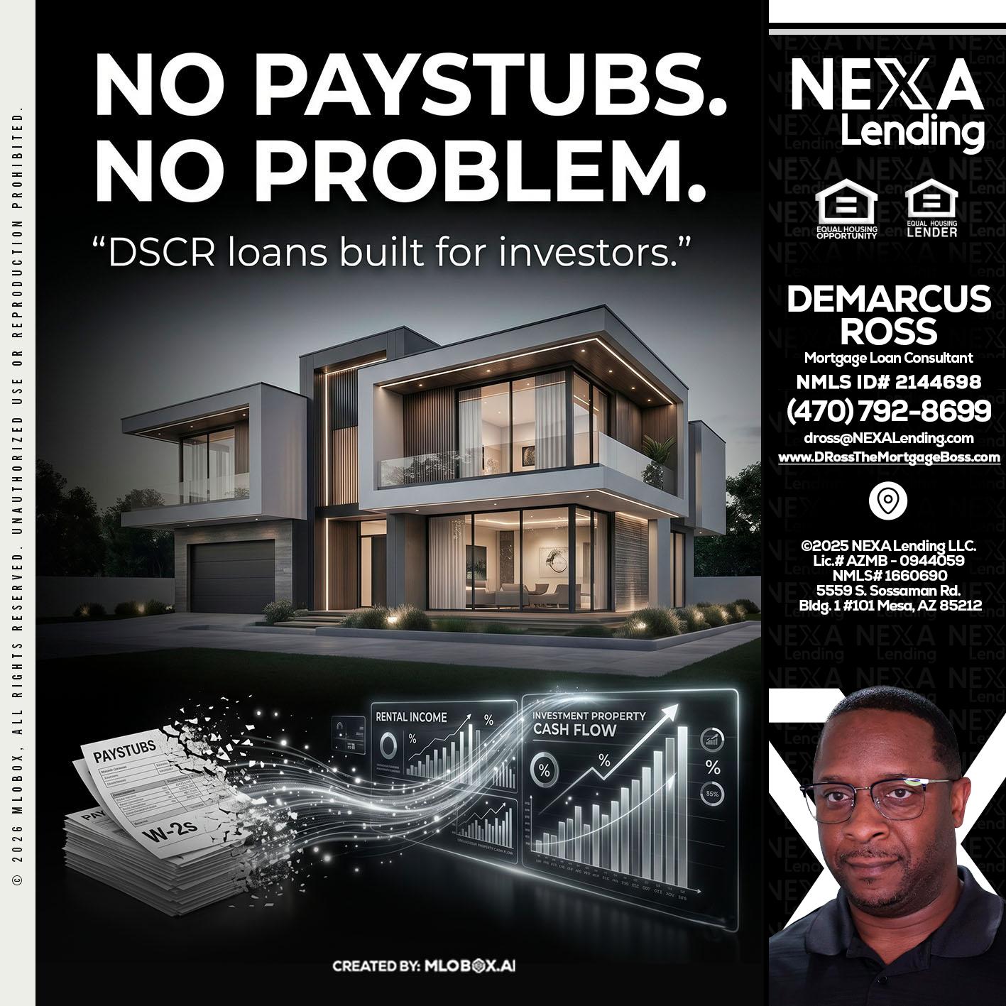 no paystub - DeMarcus Ross -Dross the Mortgage Boss