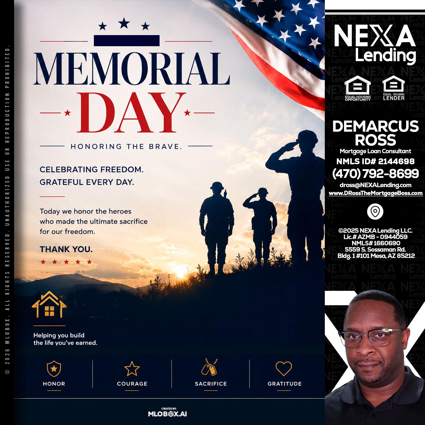 MEMORIAL DAY - DeMarcus Ross -Dross the Mortgage Boss