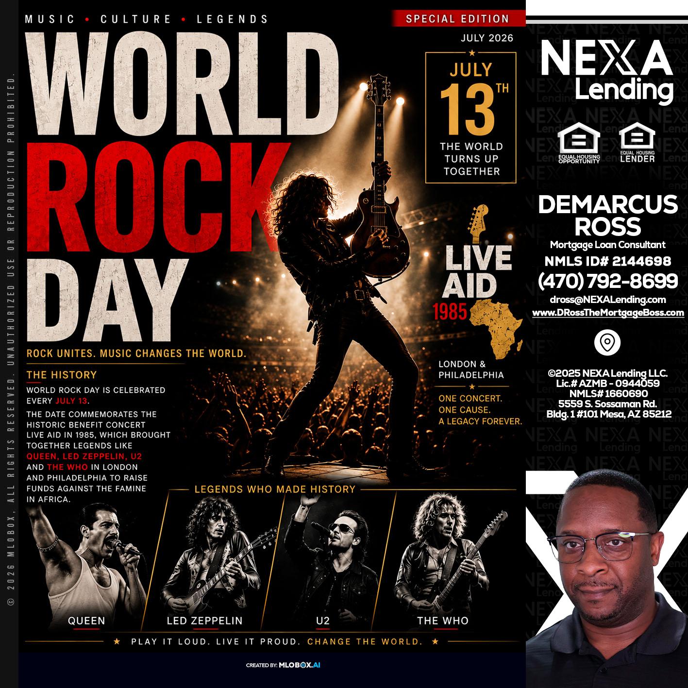 WORLD ROCK MUSIC DAY - DeMarcus Ross -Dross the Mortgage Boss